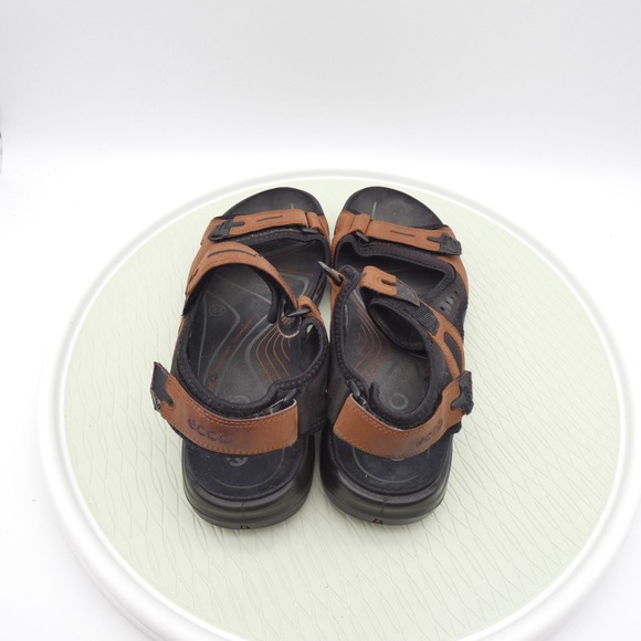 Ecco Yucatan Mens US 10-10.5 Sport Hiking Sandals Black Brown Leather Outdoor - Picture 5 of 9
